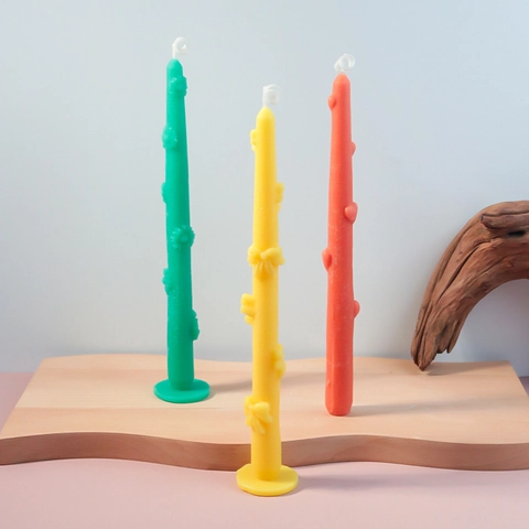Long Cylindrical Candle Mold Silicone 3D Relief Heart Daisy Bow Pattern DIY Aromatherapy Crafting Tool