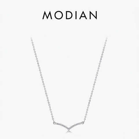 925 Sterlingsilber V-Förmig Anhänger Halskette Für Damen Minimalistisch Geometrisch Zirkonia Eingelegt Kette Schmuck