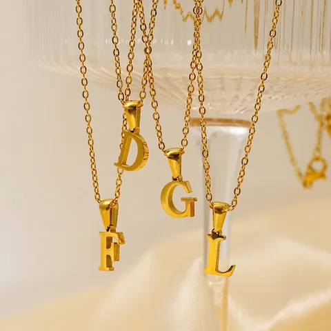 Collana Con Pendente Lettera Iniziale Placcata Oro 18K Acciaio Inossidabile 304 Gioielli Moda Minimalista Per Donna