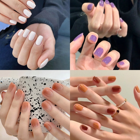 Adesivi Per Unghie Colore Solido Sfumato Glitter Impermeabile Lunga Durata Adesivo Decalcomanie Per Unghie Da Donna Moda