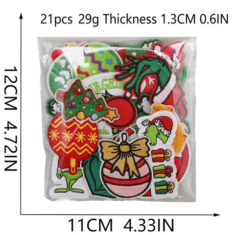 Écussons Brodés De Noël Appliques À Repasser Tissu Dessin Animé Festif Accessoire DIY Pour Vêtements Sacs Chapeaux Décor