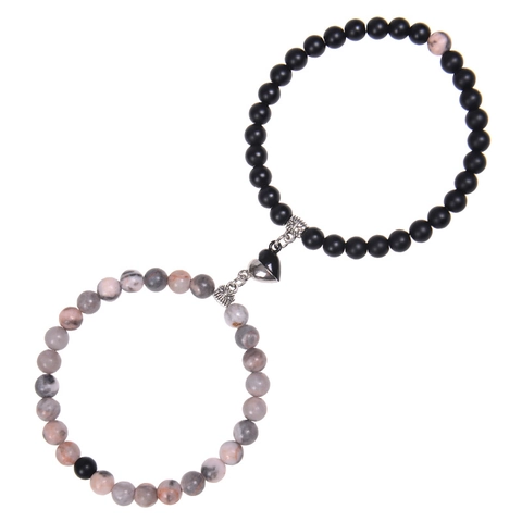 Braccialetti Magnetici A Cuore Per Coppia In Pietra Naturale Elastici Regalo Per Innamorati