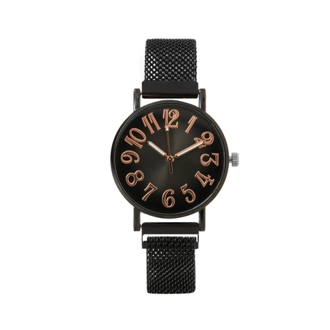 Women Quartz Watch Stainless Steel Milanese Mesh Strap Magnetic Clasp Analog Casual Fashion Simple Round Dial Arabic Numerals
