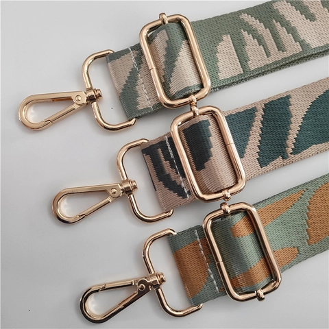 Replacement Bag Shoulder Strap Wide Adjustable Polyester Cotton Webbing Contrast Color Pattern For Handbags Crossbody
