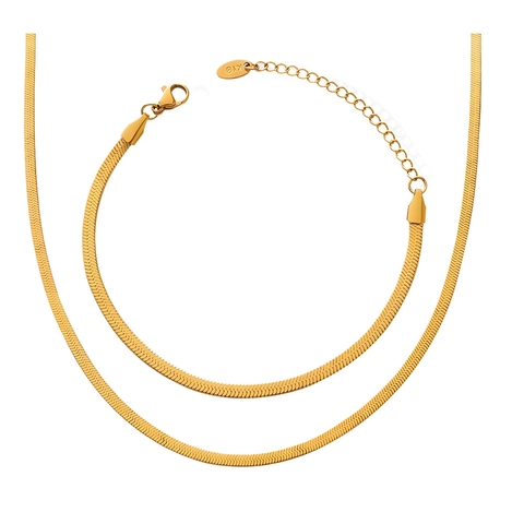 Polierte Flache Schlangenkette Minimalistische Titanstahl 18K Vergoldeter Schmuck Für Frauen Eleganter Stil