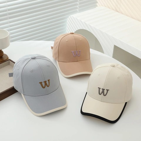 Cappellino Da Baseball Per Bambini Misto Cotone Ricamo Lettera W Traspirante Protezione Solare All'aperto Cappello Moda Regolabile Ragazzi Ragazze