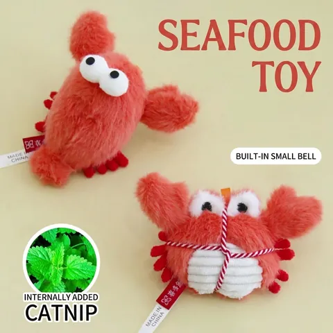 Λούτρινο Παιχνίδι Με Catnip Σχήματα Θαλασσινών Καβούρι Αστακός Με Κουδουνάκι Διαδραστικό Για Γάτες