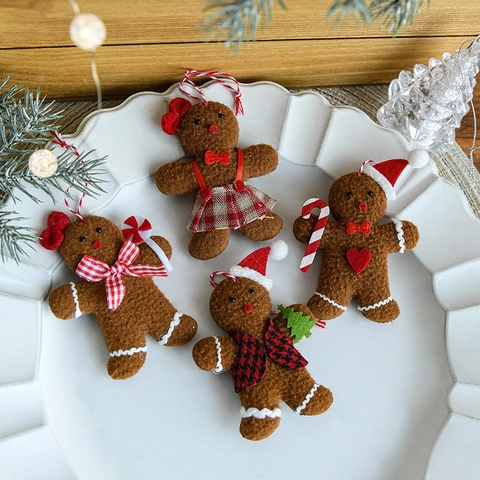 Weihnachts Lebkuchenmann Hängeornamente Plüsch Filz Stoffpuppen Feiertagsbaum Dekor Haus Festliche Szene Layout Zubehör