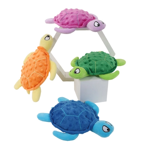 Gioco Per Cani Tartaruga Sonora Peluche Puntini Minky Carta Frusciante Interattivo Pulizia Denti Resistente Morbido