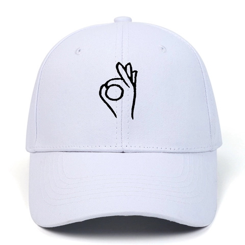 Casquette De Baseball En Coton Brodé Signe De La Hand Geste OK Protection Solaire Réglable Chapeau De Sport Extérieur