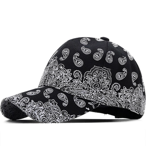 Gorra De Béisbol De Algodón Con Estampado De Paisley Unisex Visera Curva Ajustable Protección Solar Sombrero Streetwear