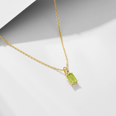 Collier Pendentif Améthyste Péridot Rectangulaire En Argent Sterling 925 Bijoux De Luxe Minimalistes Pour Femmes Cadeau