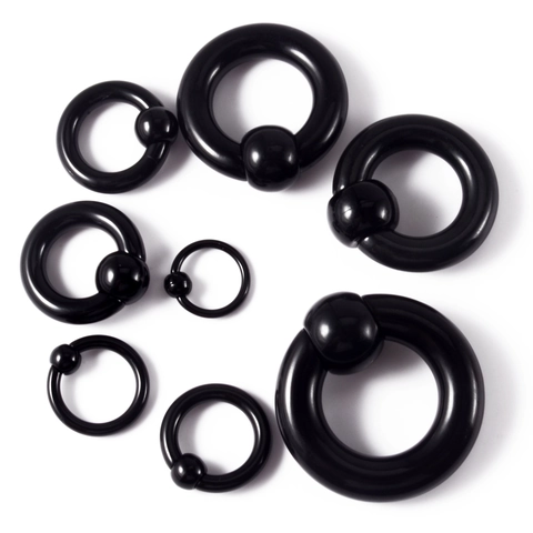 Anneau Captive Bead Ring BCR En Acrylique Noir Grande Taille Bijoux De Piercing Corporel Oreille Nez Lèvre