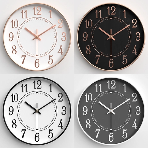 Modern Minimalist Wall Clock Silent Quartz Non-Ticking Round Plastic Glass For Living Room Bedroom Office Home Decor