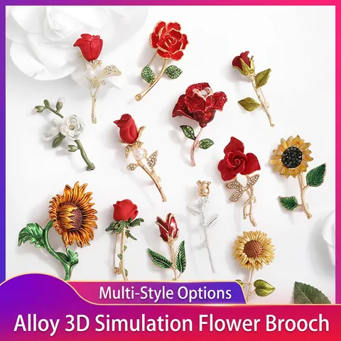 Elegante Spilla In Smalto Di Lega Di Rosa Girasole Con Strass Finta Perla Artificial Corsage Di Fiori Vintage Per Donne