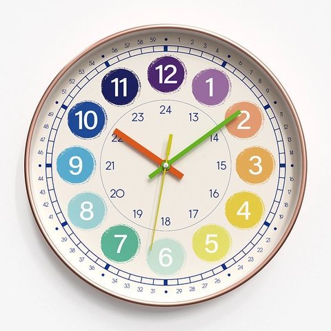 Kids Educational Wall Clock Silent Learning Time Colorful Quartz Analog For Bedroom Classroom Playroom Home Decor