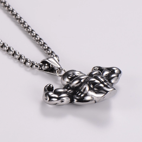 Collar Con Colgante De Hombre Musculoso Culturismo Acero Inoxidable 304 Joyas Fitness Gym Hip Hop Vintage Para Hombres