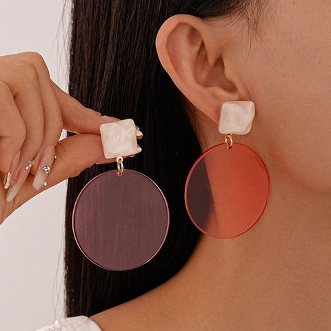 Pendientes Colgantes Geométricos De Resina Acrílico Y Cobre Con Poste De Plata De Ley 925 Joyería De Moda Mujer