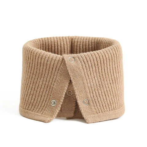 Calentador De Cuello De Punto Cuello Falso Con Botones De Presión Nervado Color Sólido Cálido Invierno A Prueba De Viento