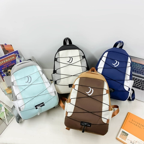 Kinder Schoolrugzak Nylon Grote Capaciteit Lichtgewicht Color Block Modern Casual Trendy Jongens Meisjes Studenten