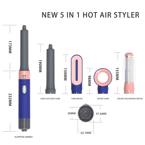 Multifunctional Hot Air Styler Professional Hair Dryer Detachable Electric Brush Curler Volumizer Ionic Ceramic Hair Tool