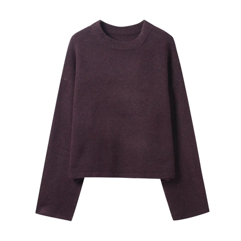 Maglione In Maglia Da Donna Girocollo Manica Lunga Vestibilità Ampia Spalla Cadente Pullover Casual In Poliestere