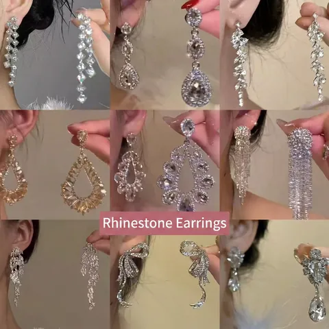 Orecchini Pendenti Con Nappa In Zircone E Strass Da Donna Con Perno In Argento Sterling 925 Rame Gioielli Eleganti