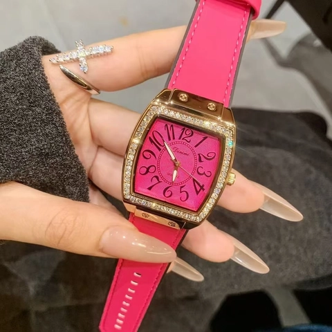 Women Quartz Watch Rhinestone Bezel Tonneau Square Face Faux Leather Strap Elegant Fashion Waterproof Analog Timepiece