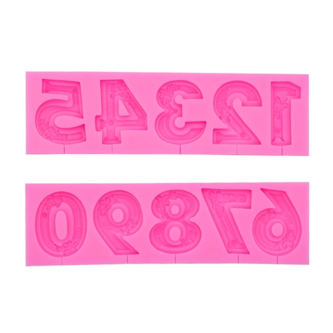 Digits Silicone Mold Floral Relief For Cake Topper Decoration Fondant Chocolate Candle Making DIY Birthday Baking Tool