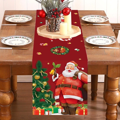 Kerst Tafelloper Rood Kerstman Patroon Polyester Vakantie Keuken Eetkamer Huis Decoratie Vrolijk Kerstfeest