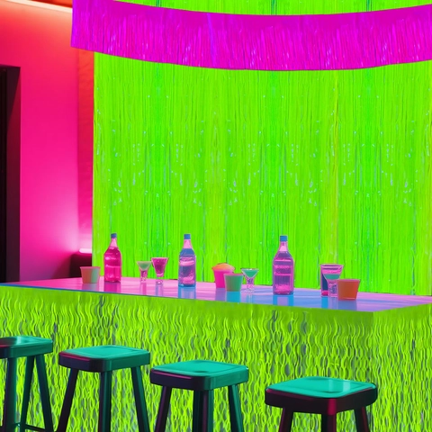 Tenda Con Frange In Alluminio Fluorescente Al Neon Sfondo In Lamina Metallica Banner Gonna Da Tavolo Decorazioni Per Feste