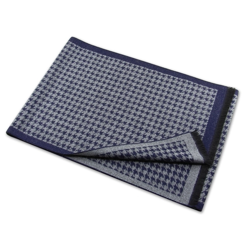 Écharpe D'hiver Pour Hommes Motif Pied-de-poule Viscose Polyester Imitation Cachemire Épaisse Chaude Business Casual À Franges