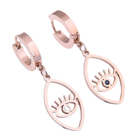 Evil Eye Huggie Hoop Ohrringe Titanstahl Hohl Zirkonia Anhänger Böhmischer Schmuck Für Damen