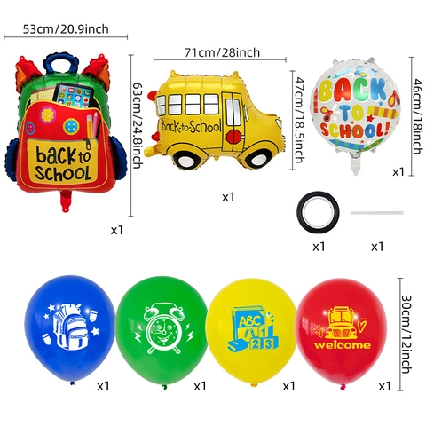 Back To School Balloons Mylar Foil Latex Decorative Classroom Party Supplies School Bus Bag Pencil Shape Novelty