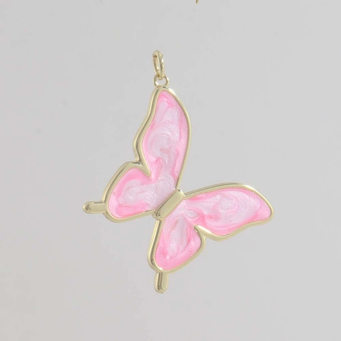 Ciondoli Smalto Farfalla Cuore Malocchio Oro 18K Placcato Rame Zircone Pendenti Per DIY Gioielli Collana Braccialetto