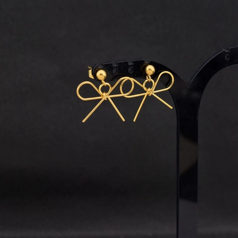 Schleifen Ohrstecker Edelstahl Goldton Draht Minimalistisch Elegant Retro Stil Modeschmuck