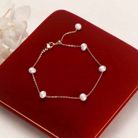 Elegant Freshwater Pearl Bracelet For Women Girls Gold Filled Copper Alloy Adjustable Starry Gypsophila Chain Jewelry Gift