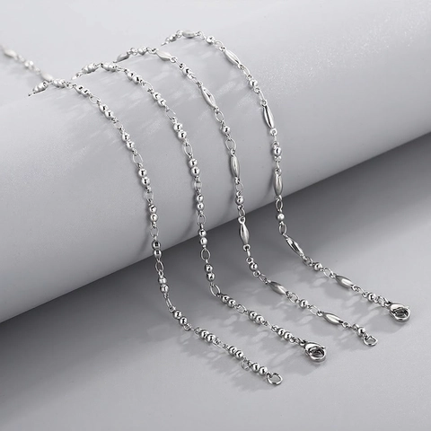 Collana Catena Sfere Semplice Acciaio Inossidabile Minimalista Maglia Fine Gioielli Clavicola Donna