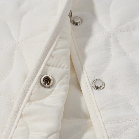 Damen Leichte Steppjacke Blumenmuster Rundhals Wattierter Mantel Langarm Casual Retro Oberbekleidung Für Damen