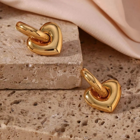Orecchini A Cerchio In Acciaio Inossidabile Placcato Oro 18K Con Ciondoli A Cuore Stella Luna Gioielli Alla Moda Per Donna