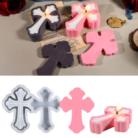 Moule Silicone Croix Pour Fabrication Bougie DIY Plâtre Résine Boîte Rangement Halloween Gothique Décoratif Design Vintage