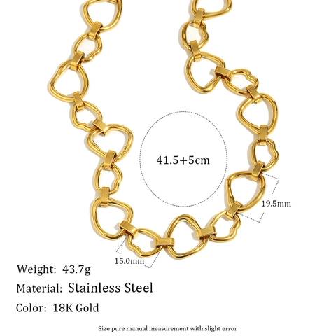 Collier Chaîne À Maillons Irréguliers Plaqué Or 18K Acier Inoxydable Géométrique Poli Style Hip Hop Bijoux Pour Femmes