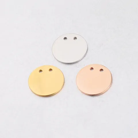 Colgantes Redondos De Acero Inoxidable Pulido Espejo Doble Agujero Etiquetas Círculo Joyería DIY