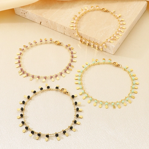 Bracciale Di Rame Alla Moda Con Perline Colorate E Ciondoli A Goccia D'oro Gioielli Per Donna