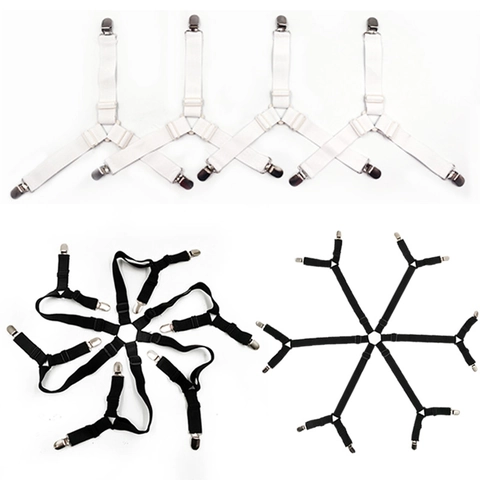 Adjustable Elastic Bedsheet Fasteners Heavy Duty Mattress Grippers With Metal Clips Non Slip Bed Sheet Straps For Home Hotel