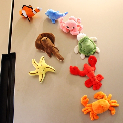Aimants de Réfrigérateur en Peluche Animaux Marins Dessin Animé Dauphin Poisson Clown Poulpe Tortue Marine Jouet Magnétique Décor