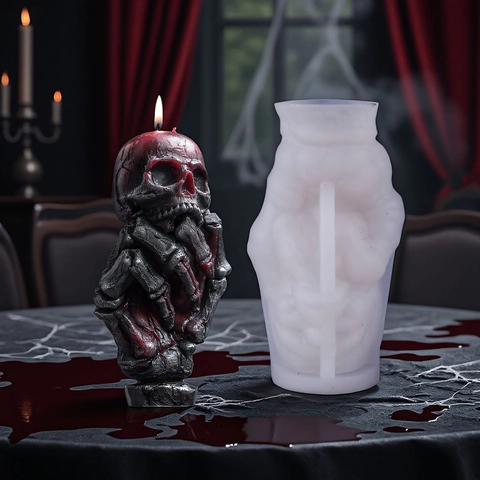Gothic Halloween Skull Bone Hand Silicone Mold For Candle Making Rose Snake Butterfly Pattern Resin Plaster Decorative Tool