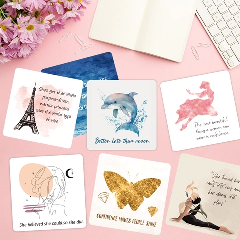Carte Di Affermazione Positiva Citazioni Motivazionali Illustrazione Acquarello Porta Regalo Magnetico Donne Meditazione Scrivania