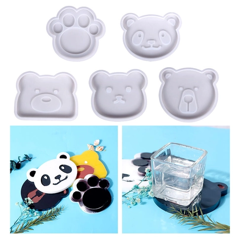 Silicone Coaster Molds For Resin Casting DIY Handmade Crafting Bear Cat Paw Shapes Heat Resistant Flexible Durable Kitchen Tools