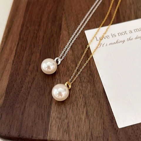Collier Avec Pendentif En Künstliche Perle En Argent Sterling 925 Minimaliste Élégant Bijoux Quotidiens Pour Femmes